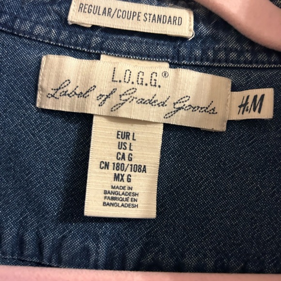 L.O.G.G men’s denim button down size L - Picture 2 of 3